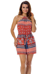 ItspleaZure Printed Tassel Strap Romper Jumpsuit for  at itspleaZure